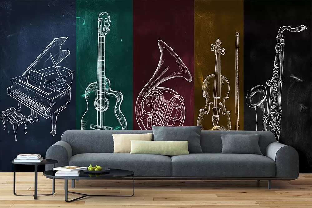 Müzik Aletleri Renkli Duvar Kağıdı