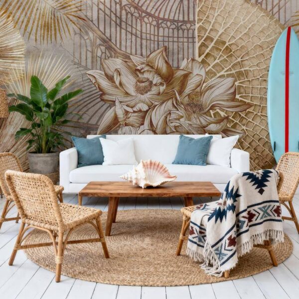 Altın Palmiye Yaprakları Duvar Kağıdı