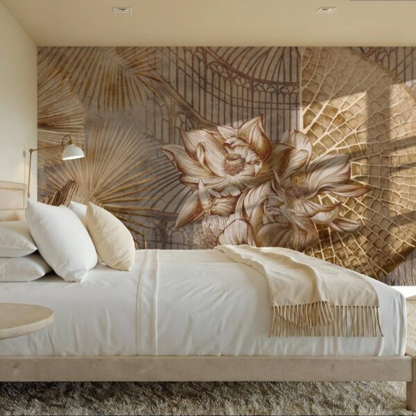 Altın Palmiye Yaprakları Duvar Kağıdı