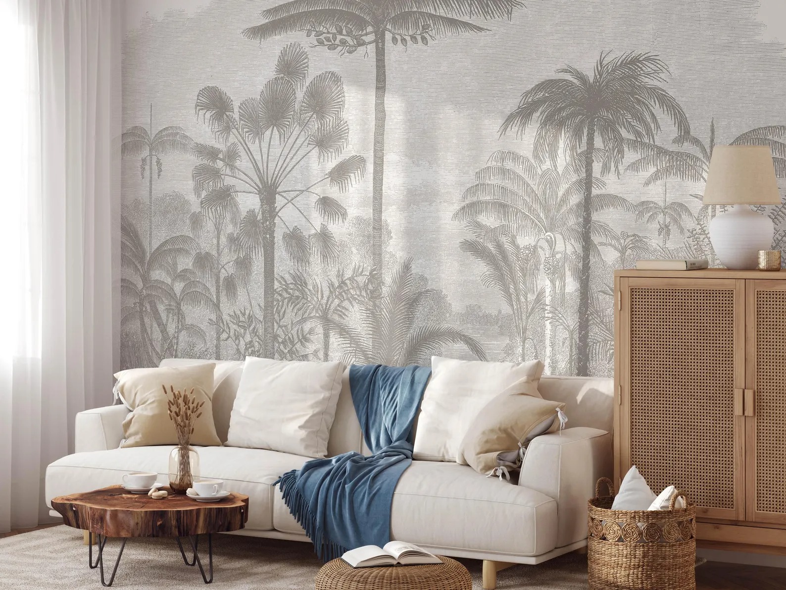 Antik Orman Desenli Tropikal Manzara Duvar Kağıdı