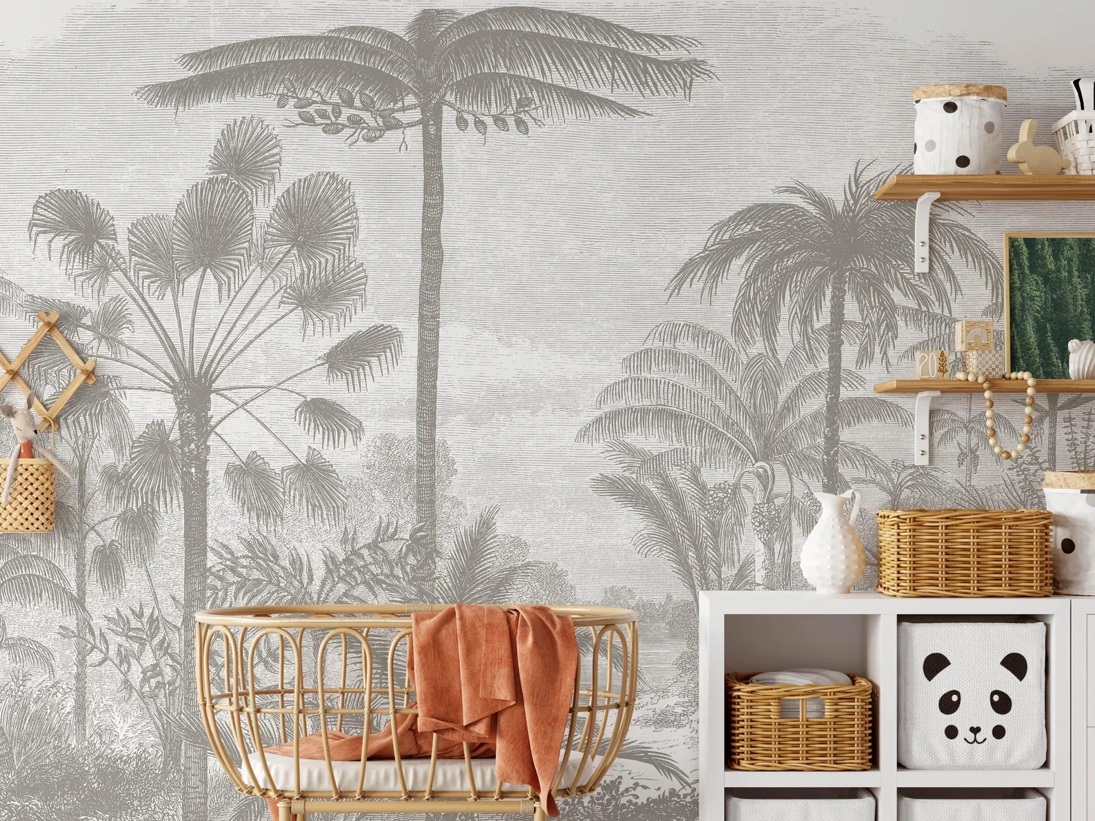 Antik Orman Desenli Tropikal Manzara Duvar Kağıdı