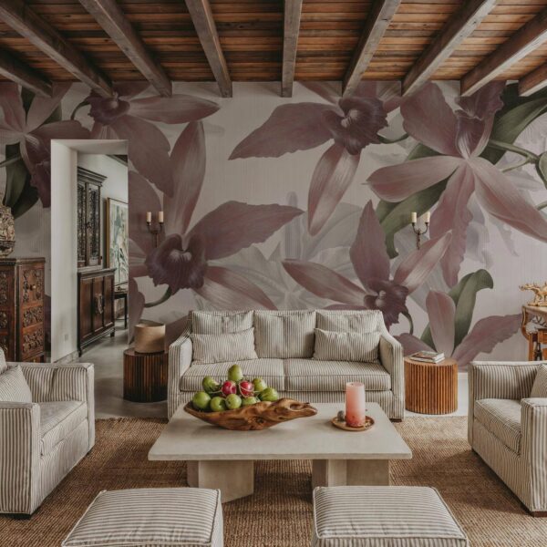Büyük Orkideler Sepya Duvar Kağıdı