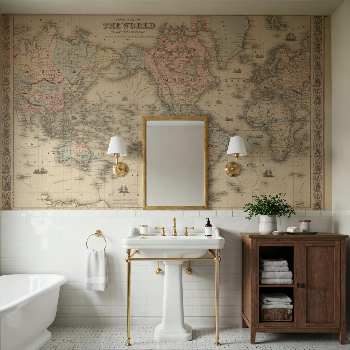 Colton'ın 1858 Dünya Haritası Duvar Kağıdı