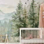 Dağ ve Orman Temalı Manzara Çam Ağacı Çocuk Odası Duvar Kağıdı