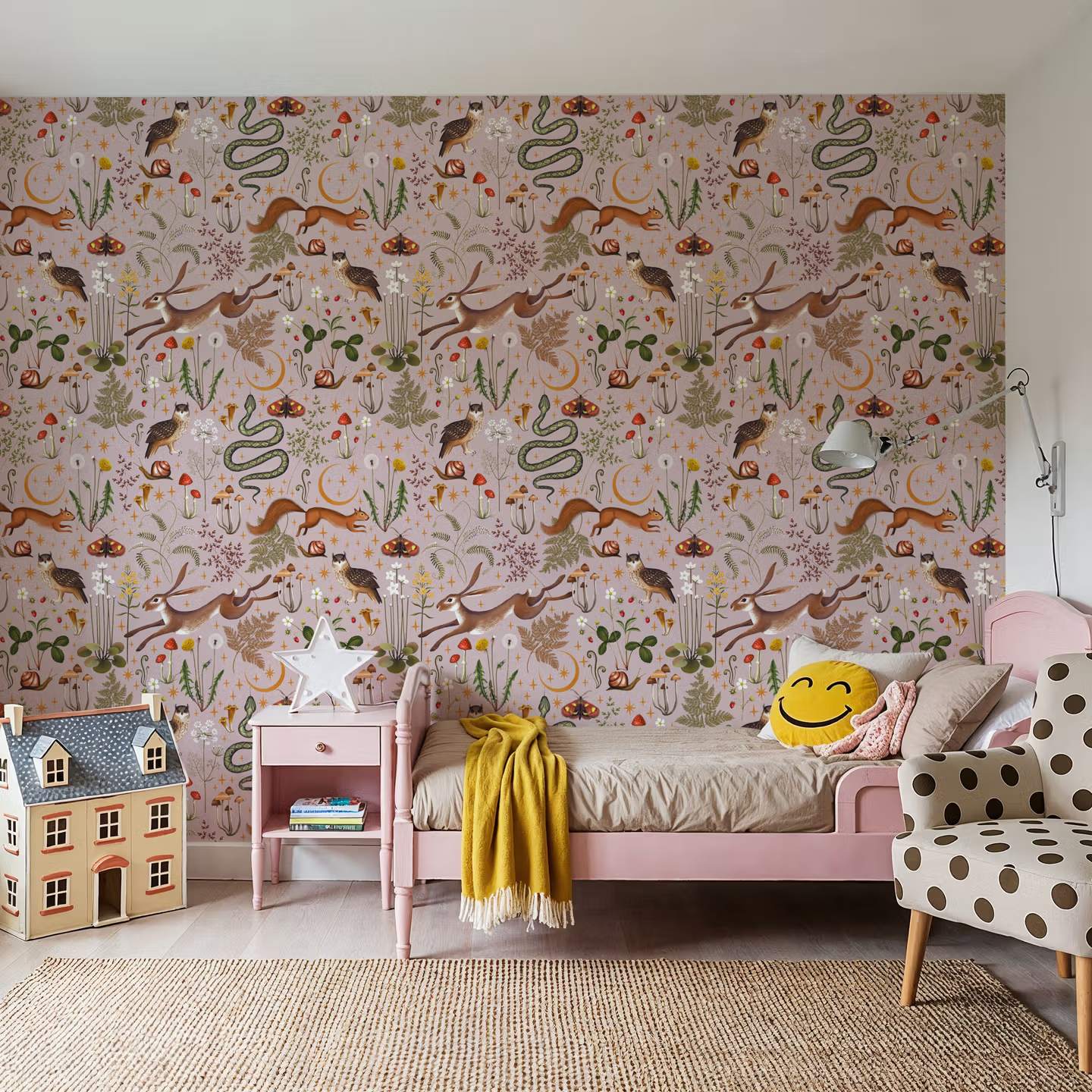 Fantastik Orman Toz Pembe Duvar Kağıdı