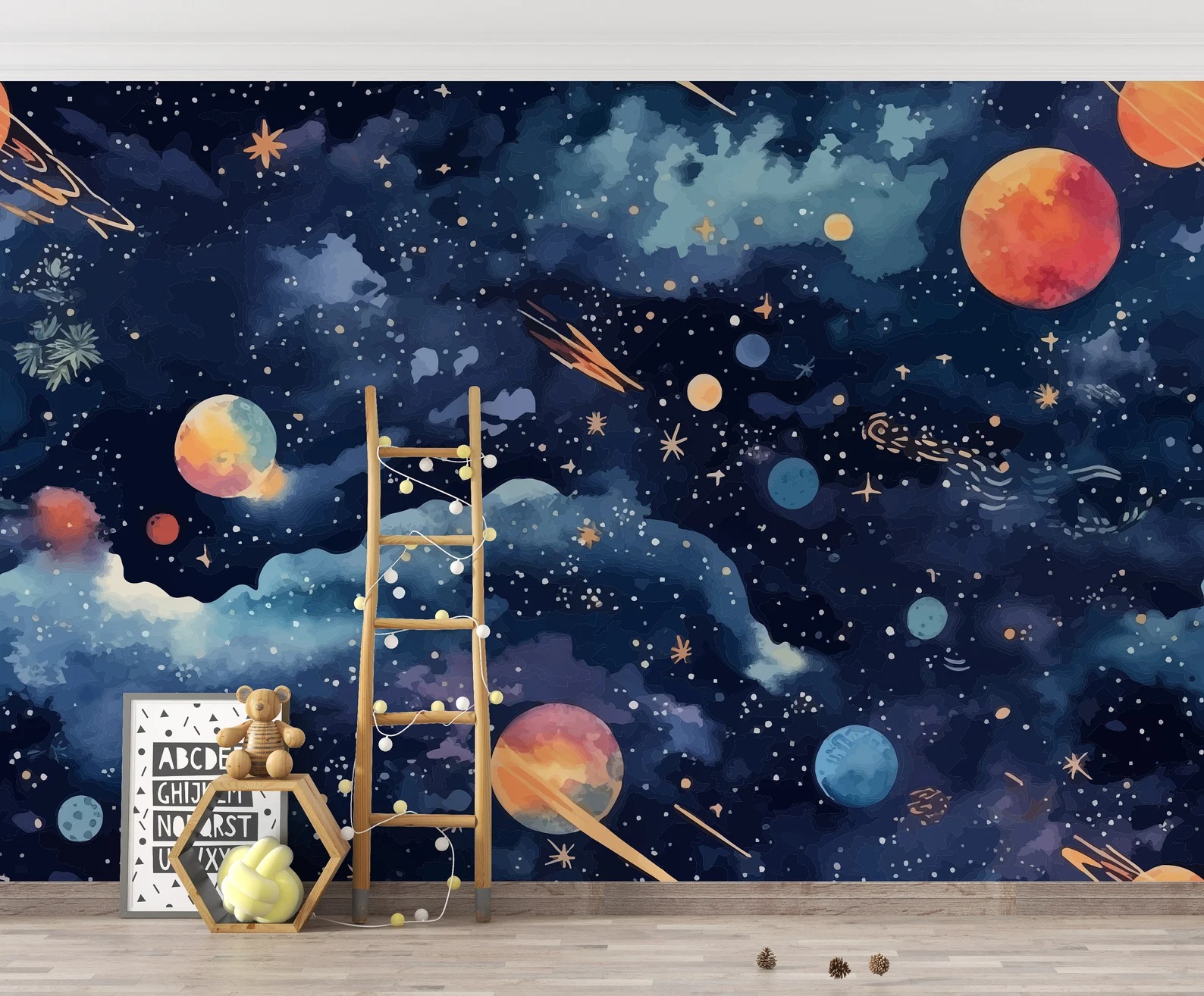 Galaksi Uzay Yolculuğu Çocuk Odası Duvar Kağıdı