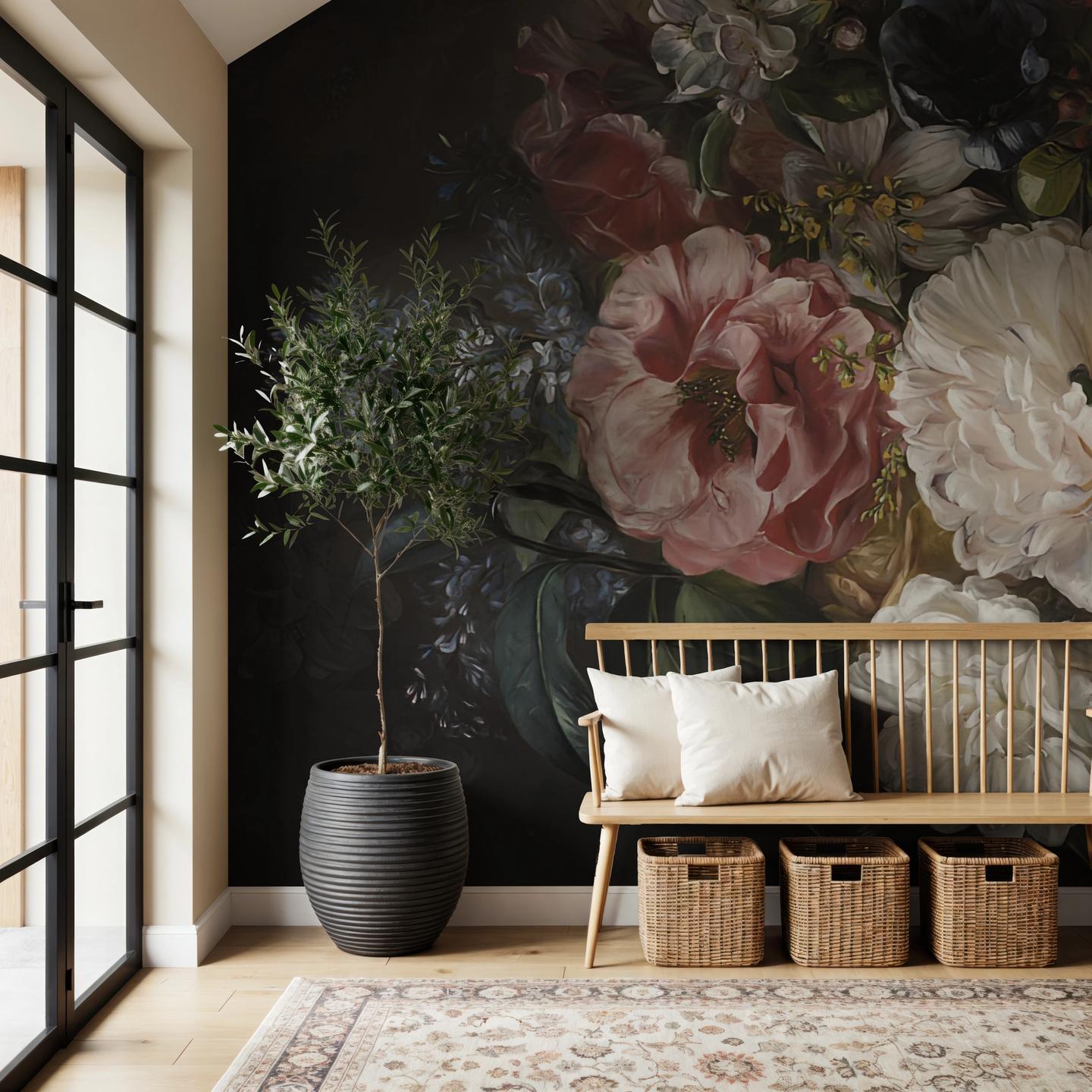 Gece Yarısı Bahçesi Çiçekli Duvar Kağıdı