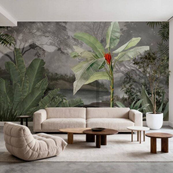 Geniş Muz Yaprakları Tropik Duvar Kağıdı