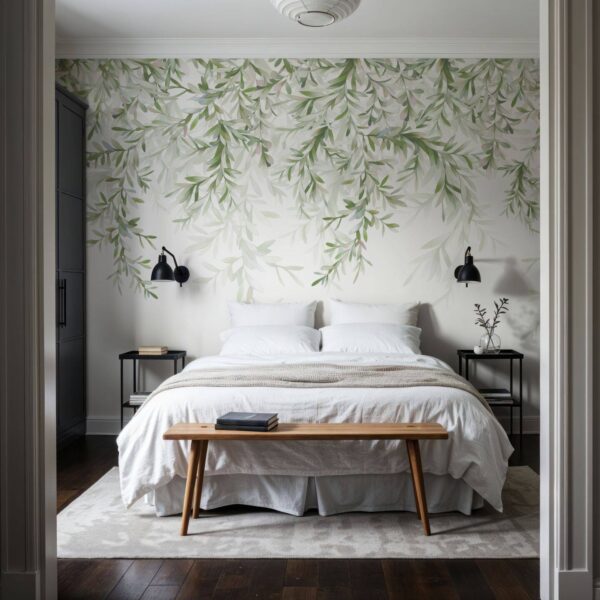 Gür Yapraklar Gölgelik Yeşil Duvar Kağıdı