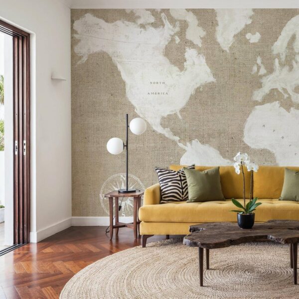 Jüt Beyaz Harita Duvar Kağıdı