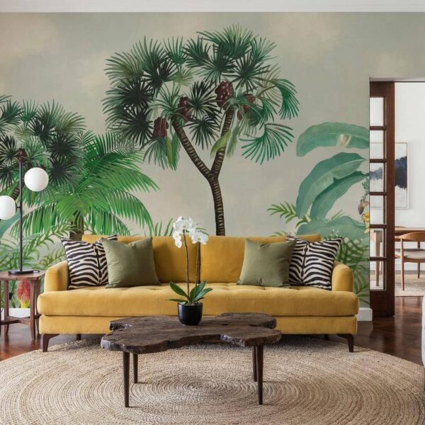 Koyu Yeşil Yapraklı Uzun Palmiye Ağaçları Duvar Kağıdı
