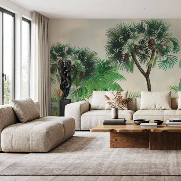 Koyu Yeşil Yapraklı Uzun Palmiye Ağaçları Duvar Kağıdı