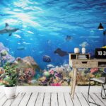 Mercan Resifi Sualtı Balık Manzarası Çocuk Odası Duvar Kağıdı