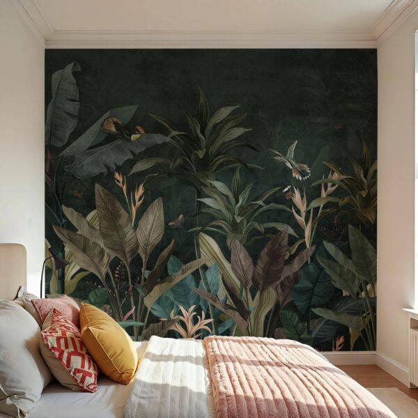 Muz Yaprakları Koyu Kaçış Duvar Kağıdı