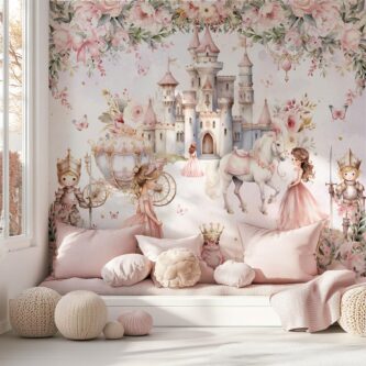 Prenses ve Şato Sihirli Krallık Masalı Çocuk Odası Duvar Kağıdı