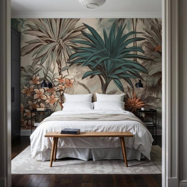 Şeftali Rengi Çiçekler Duvar Kağıdı