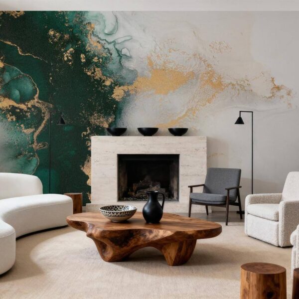 Serbest Akışlı Zümrüt Duvar Kağıdı