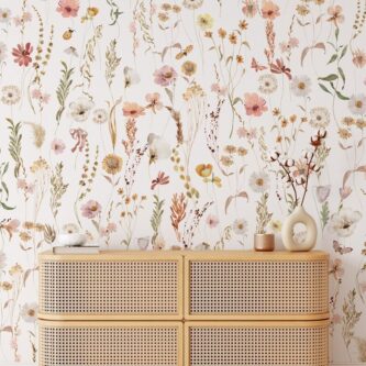 Suluboya Zarif Kır Çiçeği Duvar Kağıdı