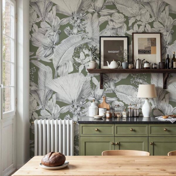 Tozlu Yeşil Palmiyeler Duvar Kağıdı