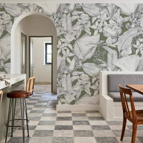 Tozlu Yeşil Palmiyeler Duvar Kağıdı