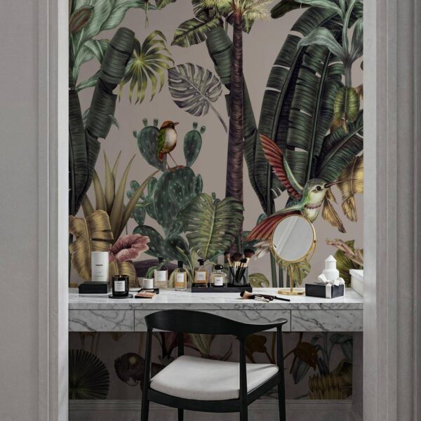 Tropikal Harikalar Diyarı Lavanta Duvar Kağıdı