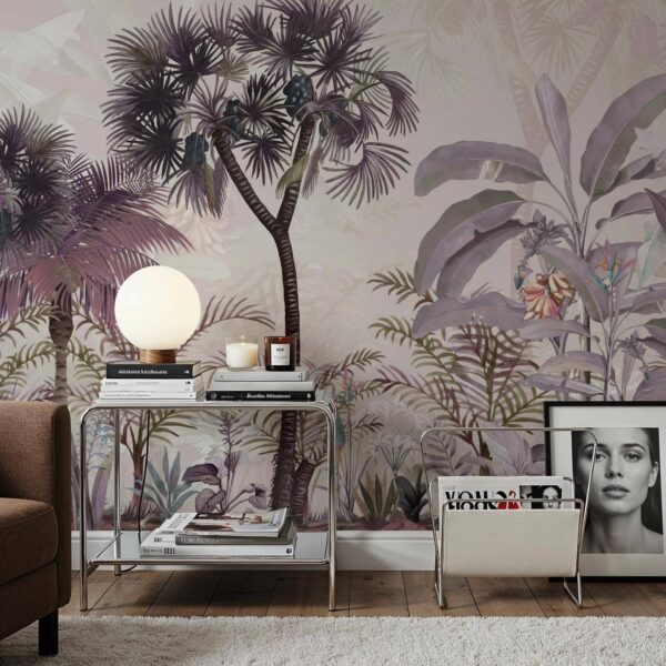 Tropikal Orman Gezintileri Açık Mor Duvar Kağıdı