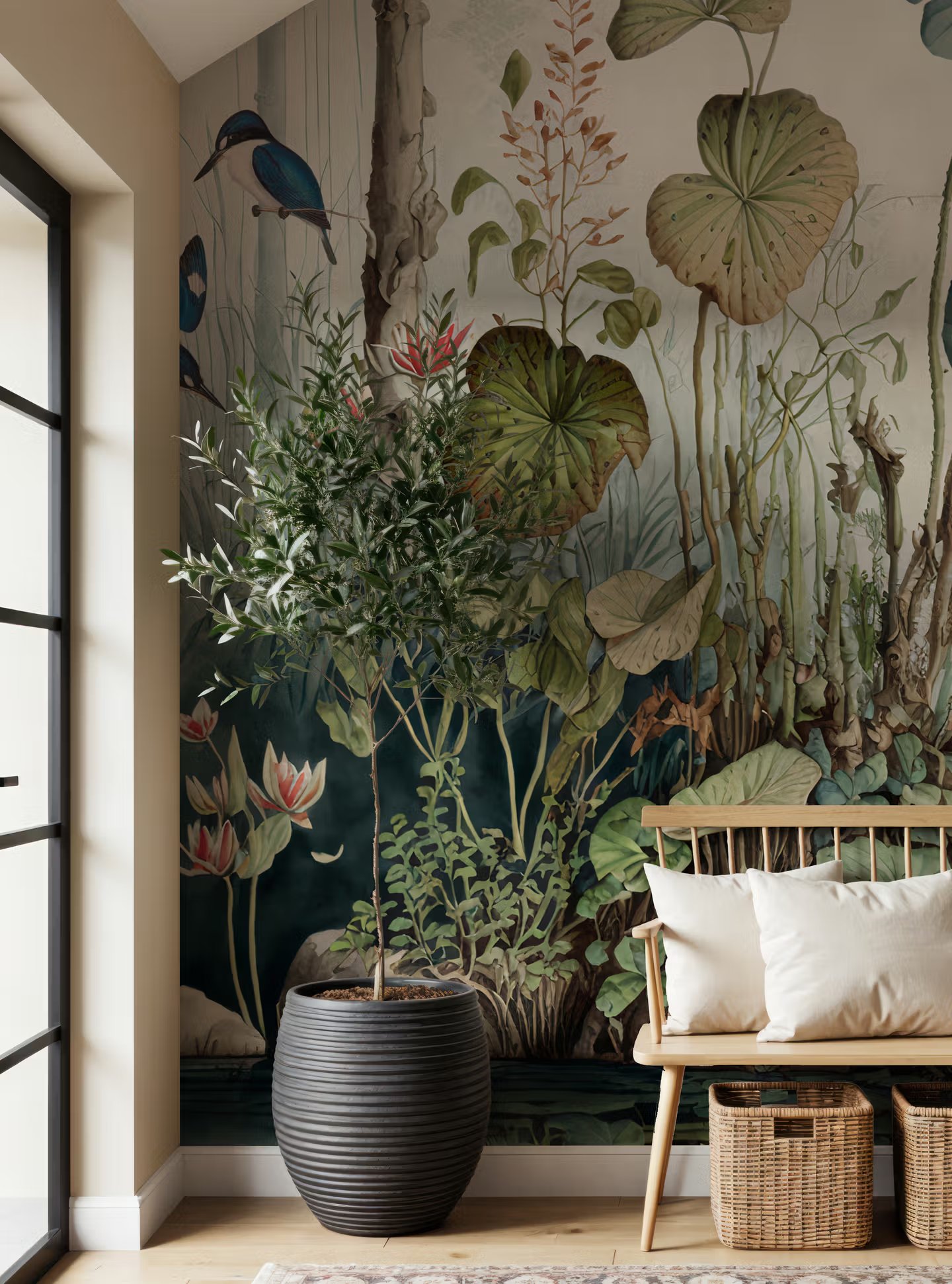 Turnalı Egzotik Bahçe Manzarası Tropikal Duvar Kağıdı