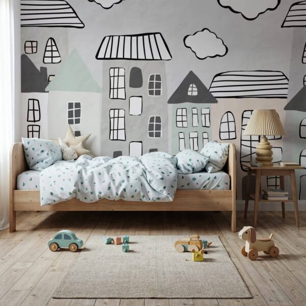 Üç Bulut Şehir Manzaralı Duvar Kağıdı (4)