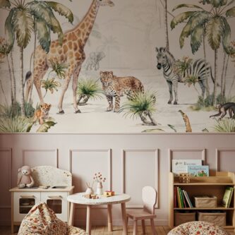 Vahşi Doğa Dostları Çocuk Odası Duvar Kağıdı