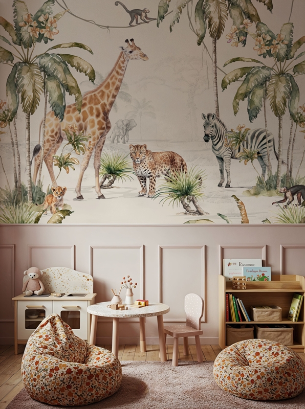 Vahşi Doğa Dostları Çocuk Odası Duvar Kağıdı