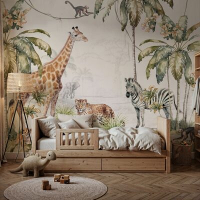 Vahşi Doğa Dostları Çocuk Odası Duvar Kağıdı