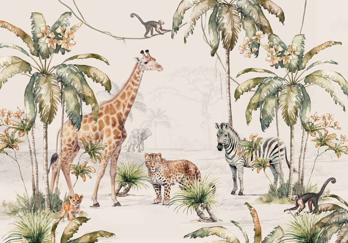 Vahşi Doğa Dostları Çocuk Odası Duvar Kağıdı