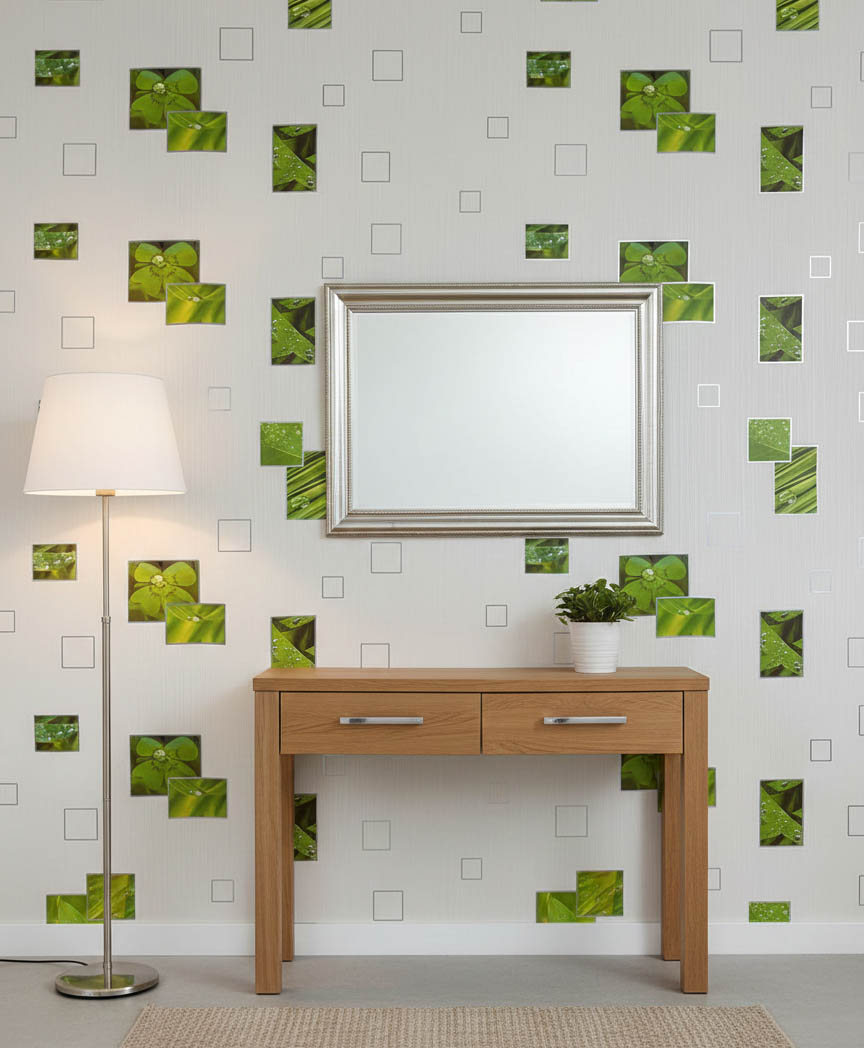 Beyaz Yesil Yaprak Desen Ucuz Duvar Kagidi Resim3 15260Jpg