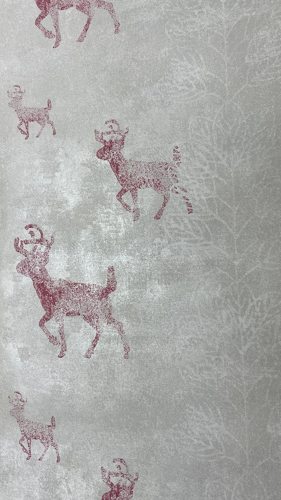 Bordo Geyik Desenli Gri Duvar Kagidi 3003 Resim8 12667Jpg