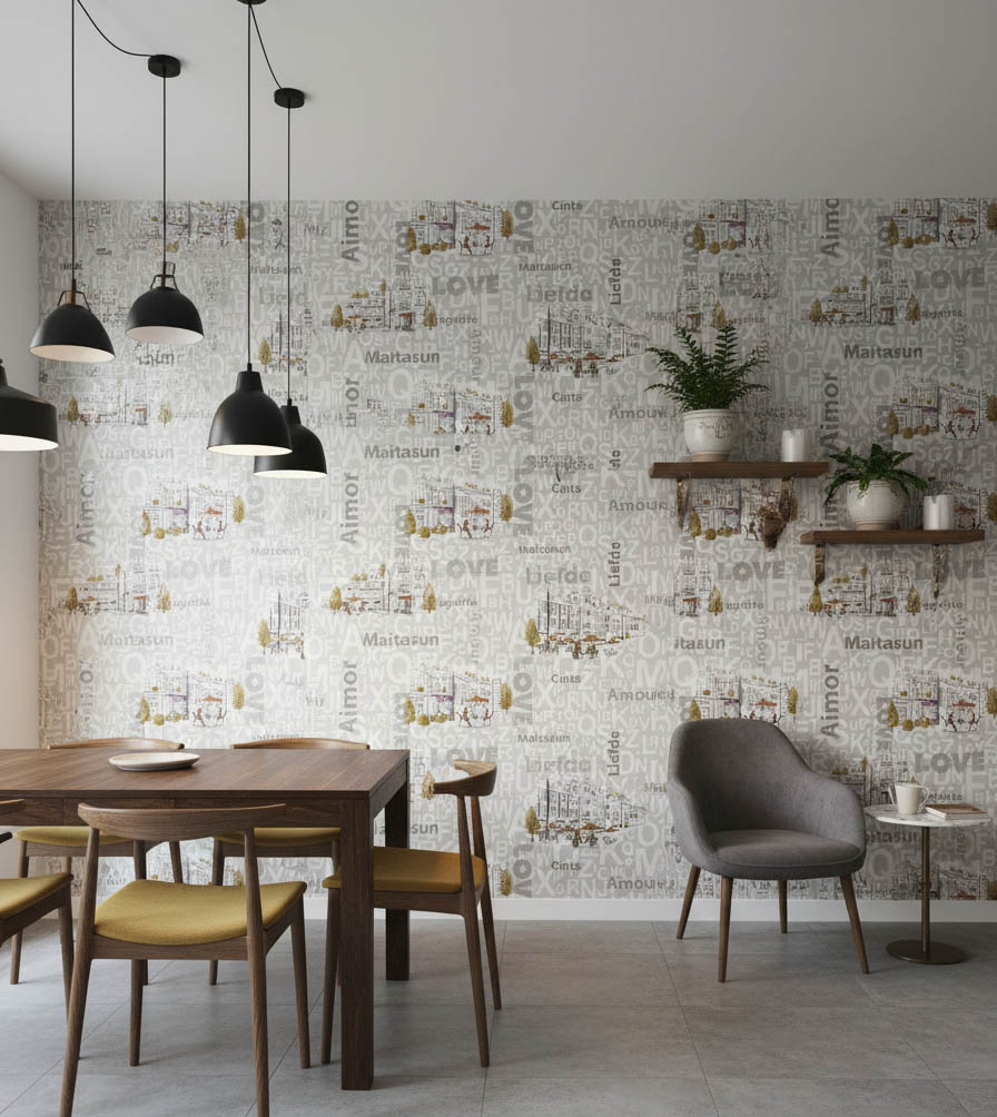 Kafe Harfli Sehirli Gri 16 M2 Duvar Kagidi 10362 2 Resim2 1521Jpg