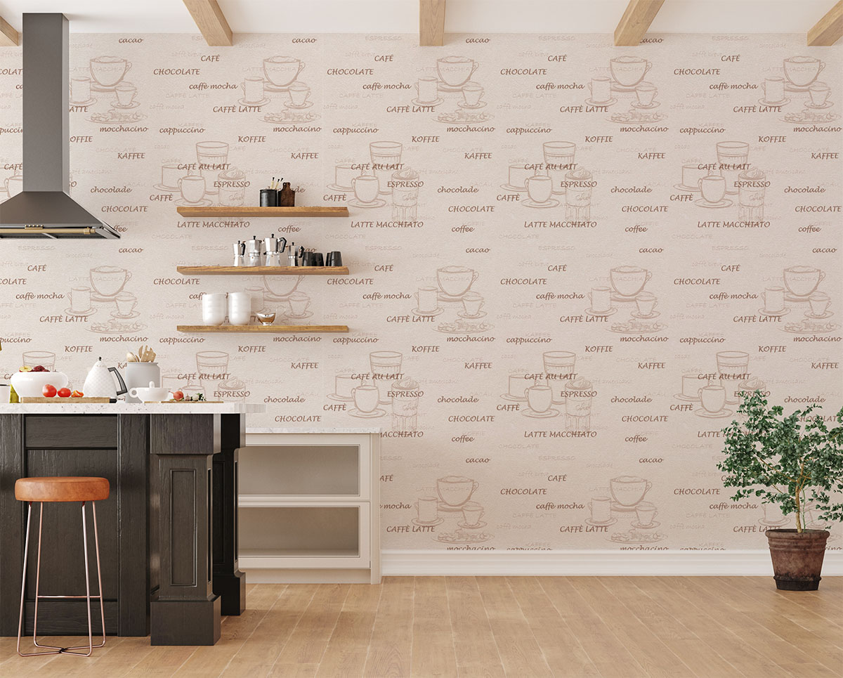 Wall Mockup In Loft Kitchen In Industrial Style 3D Render