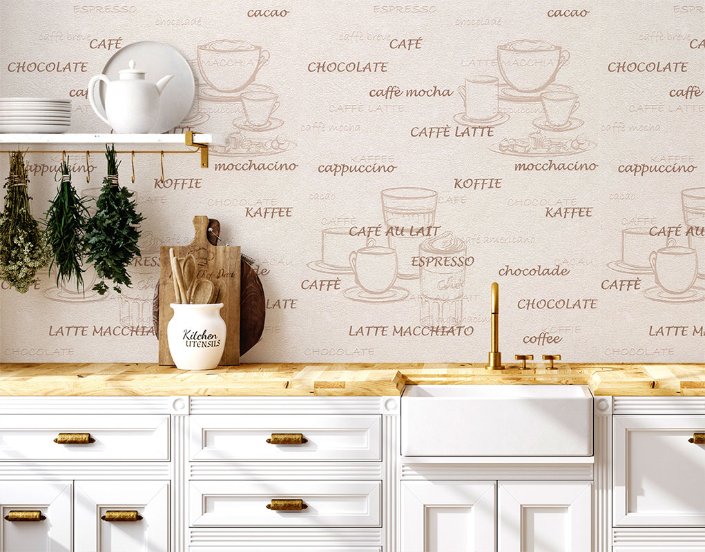 Wall Mockup In Kitchen Interior Background Farmhouse Style 3D