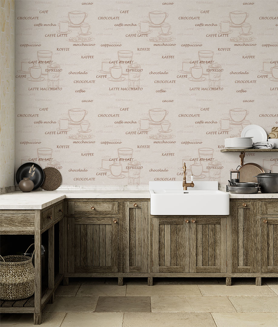 White Kitchen Interior With Sink Furniture Dishes And Decor 3D Render Illustration Mock Up