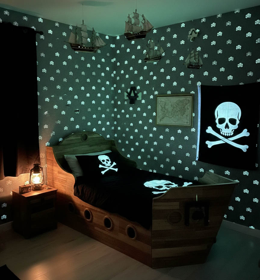 Kurukafa Desen Cocuk Odasi Duvar Kagidi Neon Duvar Kagidi Resim3 443Jpg