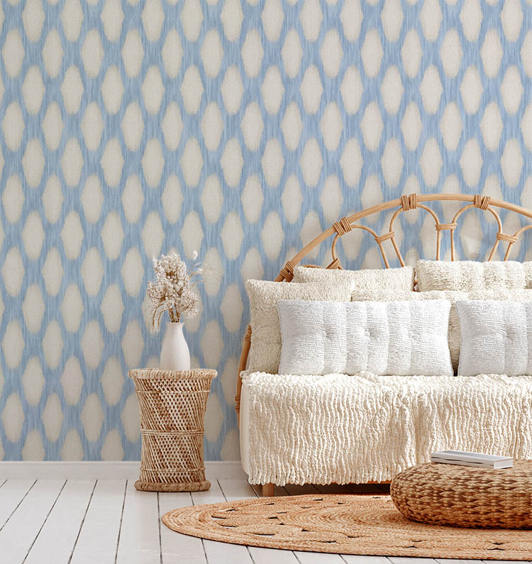 Scandi Boho Style Living Room Interior Wall Mockup 3D Render