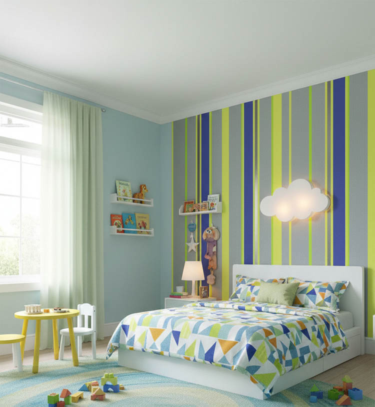 Mavi Yesil Fosforlu Serit Ucuz Duvar Kagidi 78238 Resim3 1362Jpg