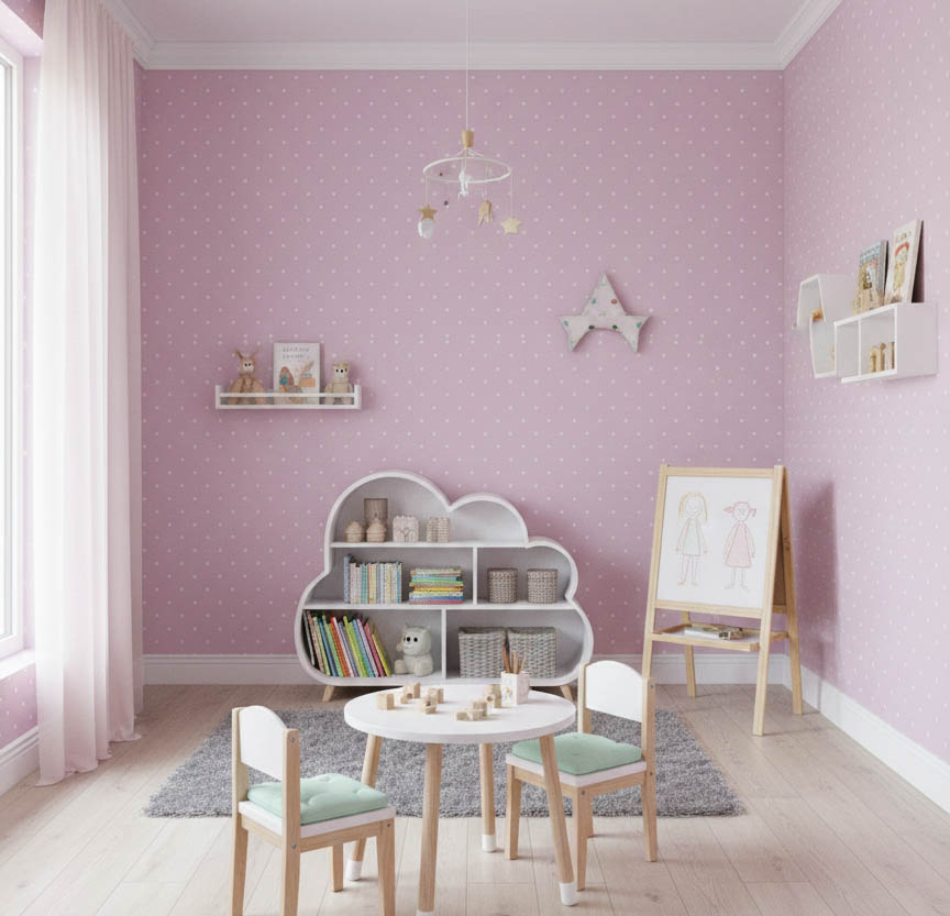 Pembe Puantiyeli 16 M2 Duvar Kagidi 1019 2 Resim3 1487Jpg