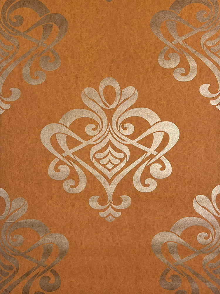 Turuncu Damask Desen Dokulu Ucuz Duvar Kagidi 762174 15249 1Jpg