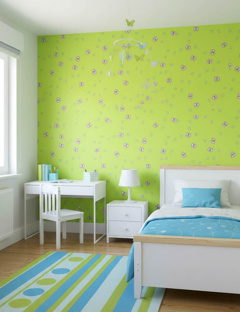Yesil Kelebekli Ucuz Duvar Kagidi 71615 Resim2 6802Jpg