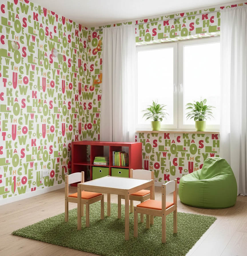Yesil Kirmizi Harfler 16 M2 Duvar Kagidi 81362 Resim3 1515Jpg