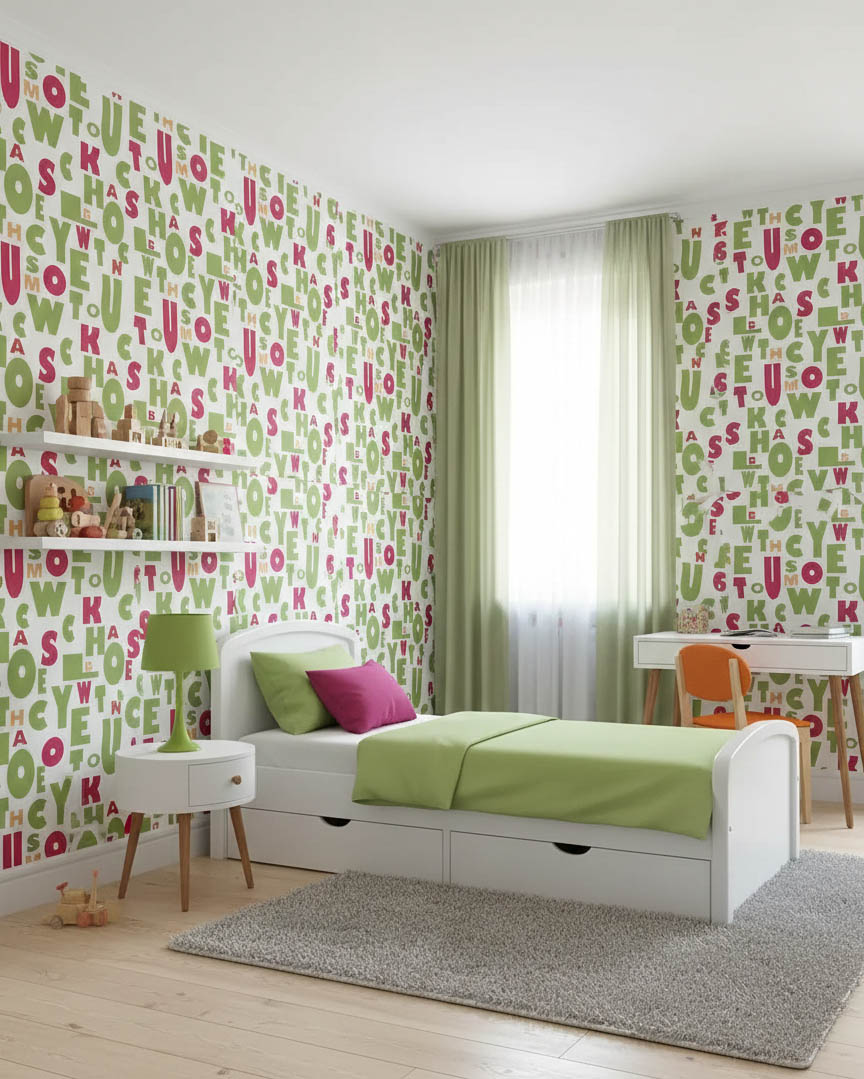 Yesil Kirmizi Harfler 16 M2 Duvar Kagidi 81362 Resim4 1515Jpg