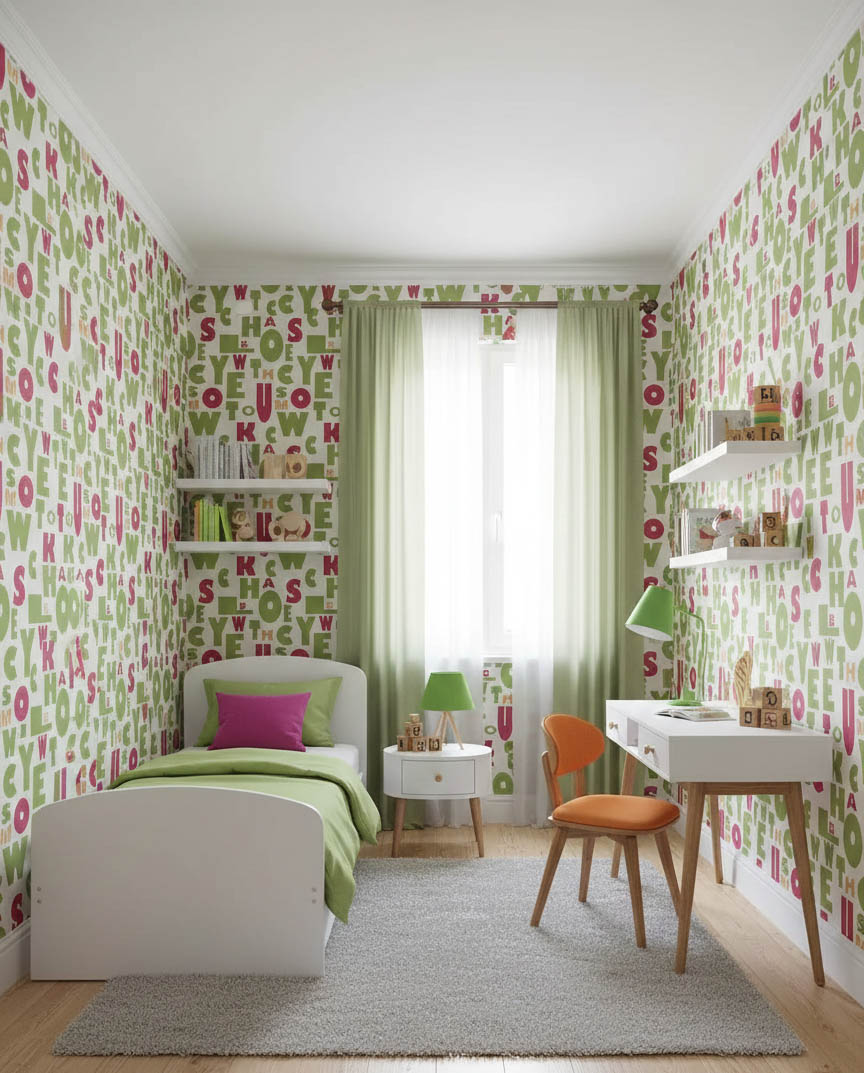 Yesil Kirmizi Harfler 16 M2 Duvar Kagidi 81362 Resim5 1515Jpg